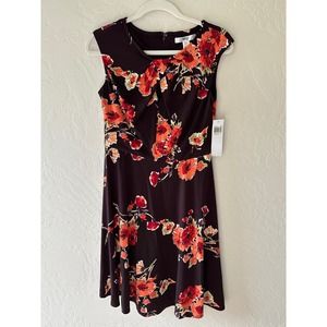 WISP | Women's Ceena Jersey Dress Floral A-Line NEW Size 6 Sleeveless Burgundy